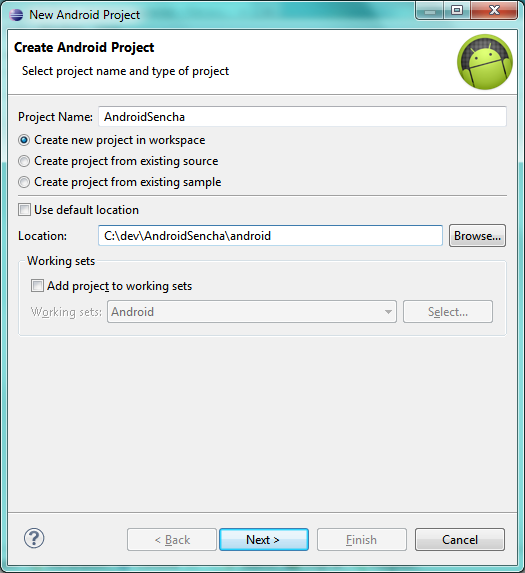 Create Android project